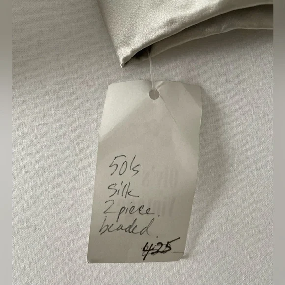 Vintage Silk Beaded Button Long Sleeve Blazer Esther Pomerantz Blue Silver Small - Picture 15 of 15